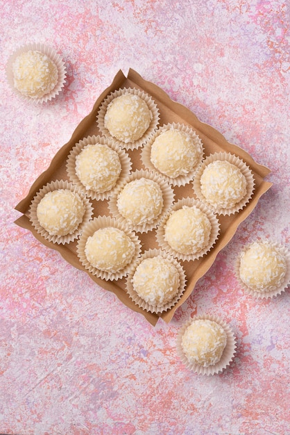 Coconut truffles with white chocolate