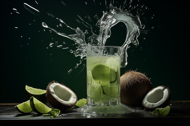 Photo coconut water being used as a natural electrolyte drink