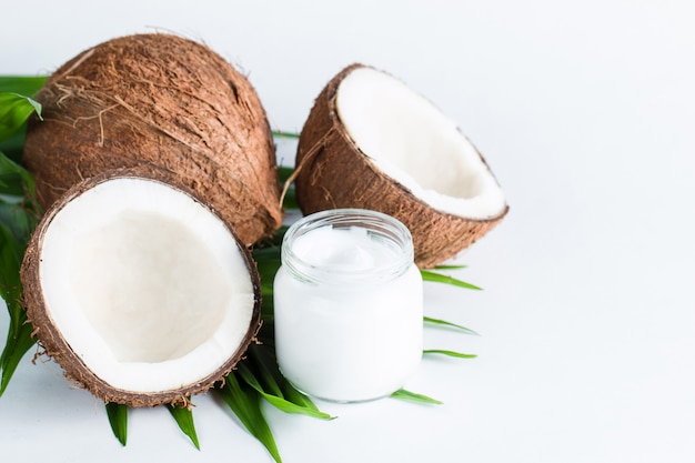 Coconut on white background