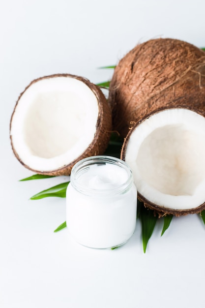 Coconut on white background