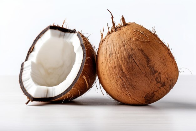 Coconut on white background