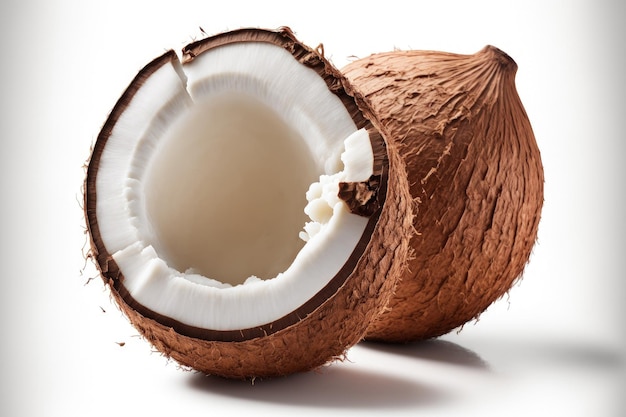 Coconut with full depth of field isolated on white