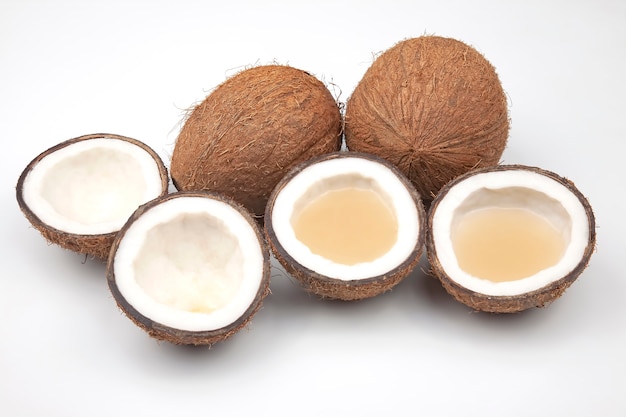 Coconut with milk cut isolated. vitamin fruits. healthy food