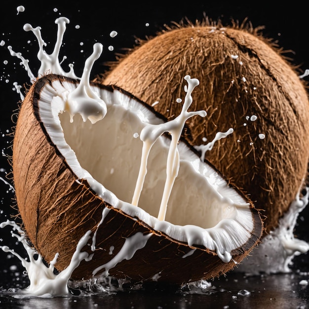 Coconut with milk splash