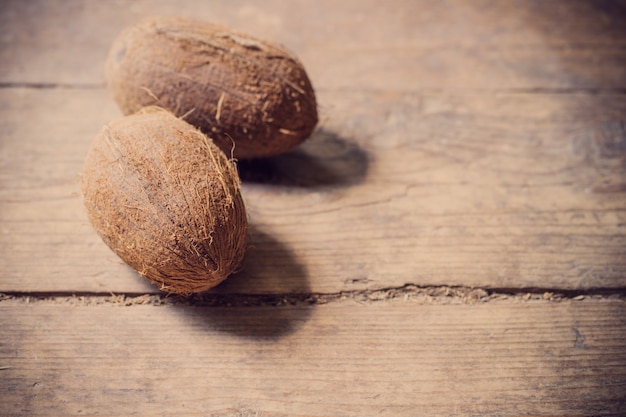 Coconut on a wooden background