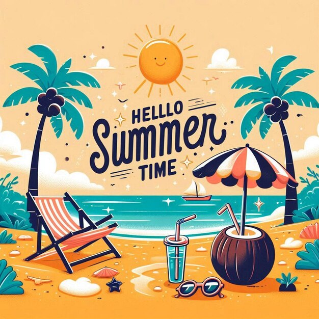 Photo coconuts fruit fresh and flower beach umbrella beach bed summer holiday coconut tree