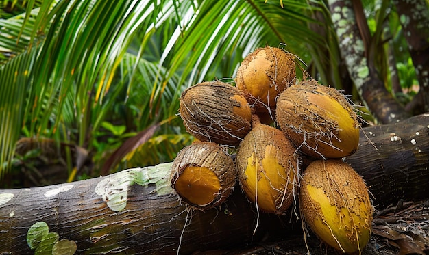 Photo coconuts in the seychelles coco de mer endemic to the seychelles a rare species of cacos
