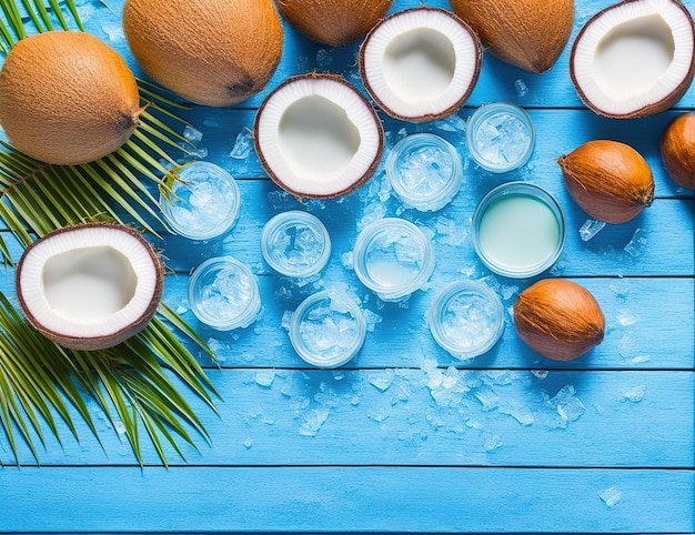 Photo coconuts on table