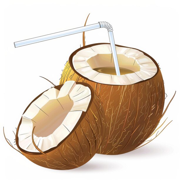 coconuts with a straw in it