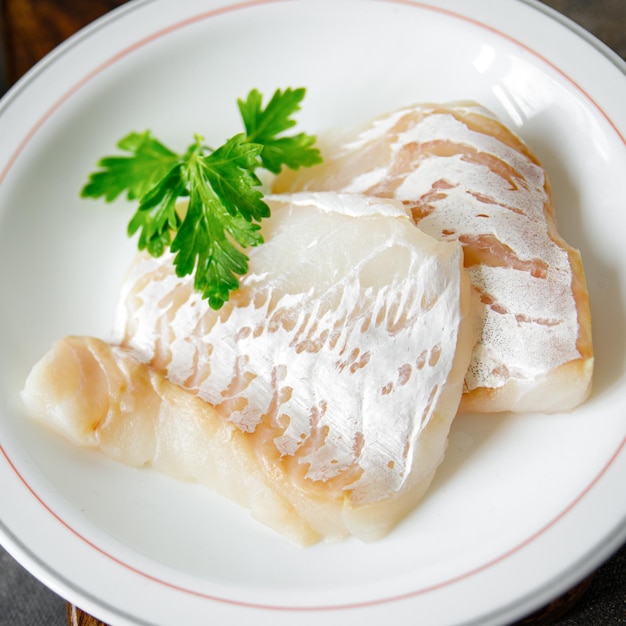Треска рыба белое филе свежая еда еда закуска на столе копия пространства еда фон