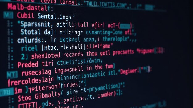 code lines on a dark screen with programming symbols cybersecurity code displayed on screen during programming