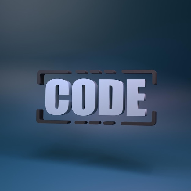 Photo code symbol concept of programming 3d render