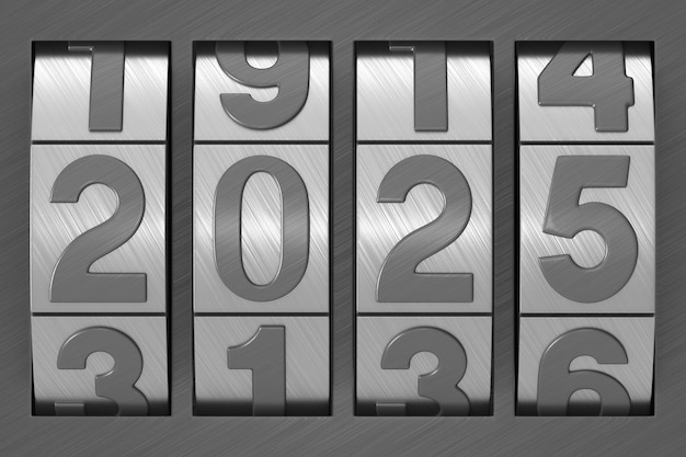 코드 잠금 2025 년 3D 일러스트레이션