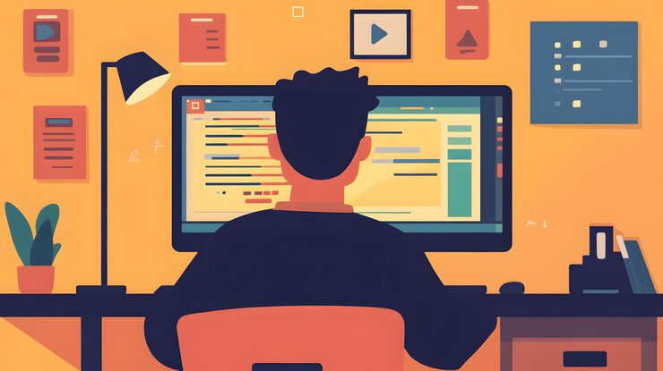 Photo 애니메이션 요소와 함께 html5 캔버스에서 작업하는 코더 동적 웹 콘텐츠 제작 디지털 디자인을 참여