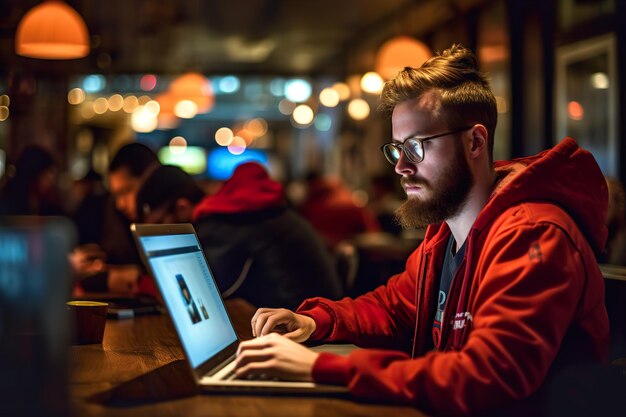 Premium AI Image | Coder working on user interface using portable ...