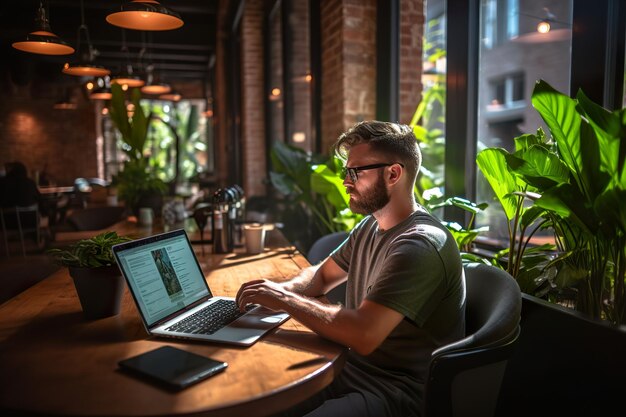 Premium AI Image | Coder working on user interface using portable ...