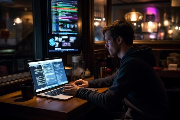 coder working on user interface using portable computer
