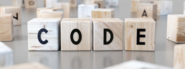 Codewoord op houten blokken 3D illustratie