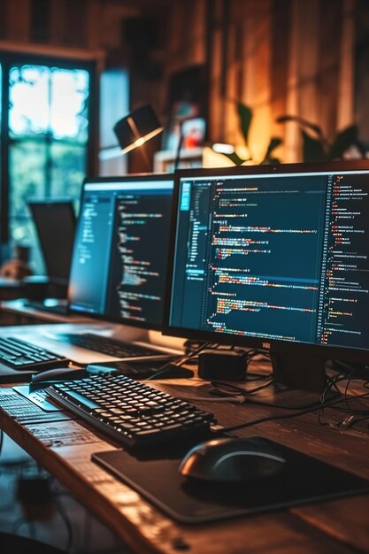 Premium Photo | Coding app development on monitor Techrelated activities