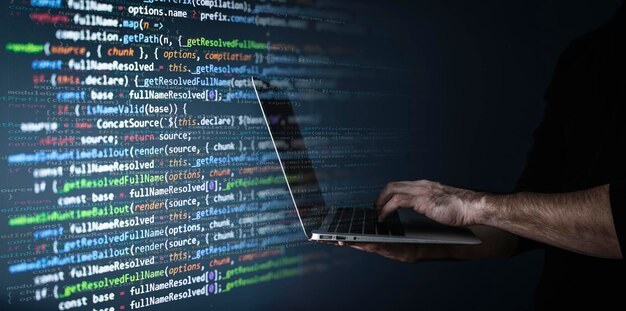 coding background application development and code programming technology business computers concept