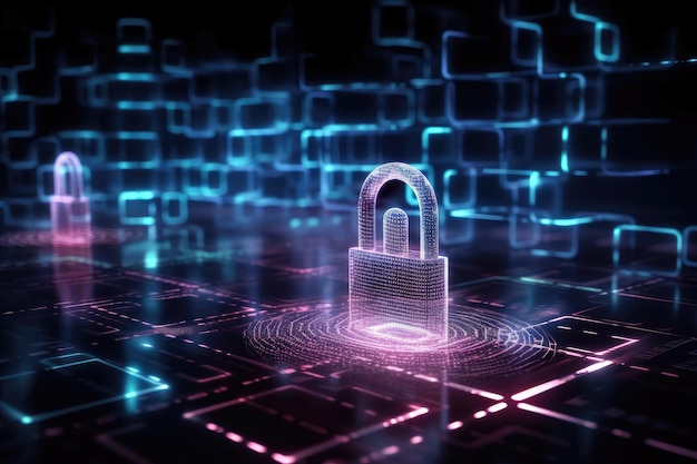 coding and encryption with digital holographic background for secure data storage created with generative ai