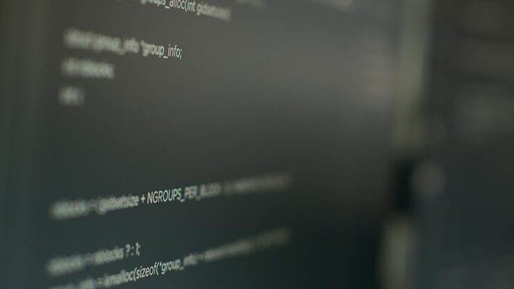 Photo coding information and html script test on computer, developing new app with firewall security server. digital software and cloud computing database on terminal window. close up.