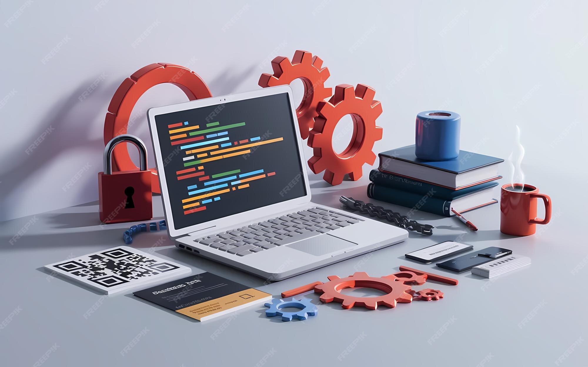 Premium Photo | Coding Universe 3D Programming Desktop Computer Screen ...