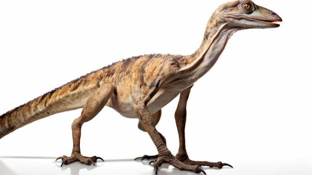 Foto coelophysis op witte achtergrond illustratie van een dinosaurus met een volledig lichaam