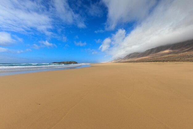 Cofete beach with clouds