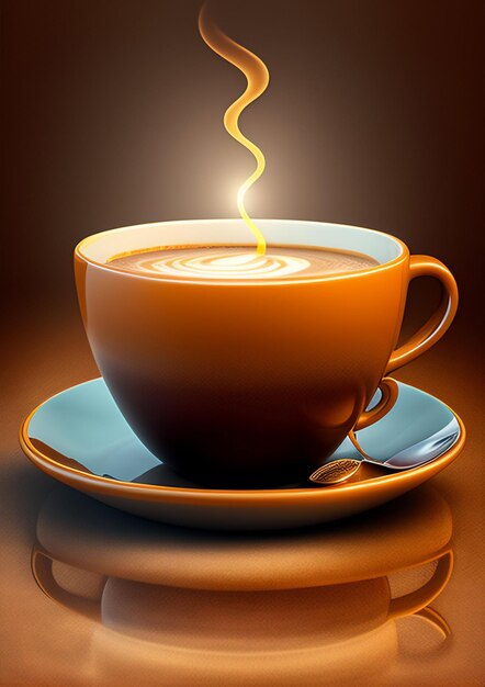 Photo coffe addict digital art beautiful cup of coffee when the cream and coffee are separate