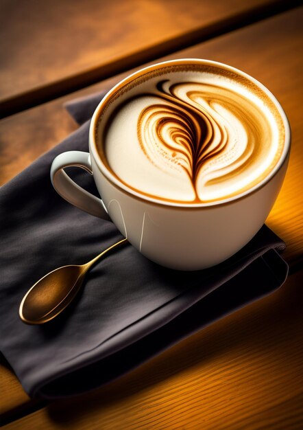 Photo coffe addict digital art beautiful cup of coffee when the cream and coffee are separate