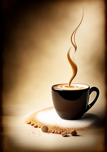 Foto coffe addict digitale kunst mooi kopje koffie als de room en de koffie gescheiden zijn