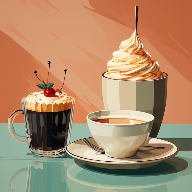 Coffe and cup cake