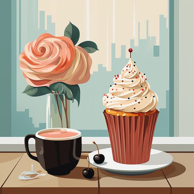 Coffe and cup cake