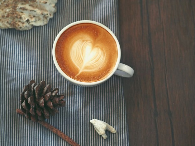 Photo coffee art on the table