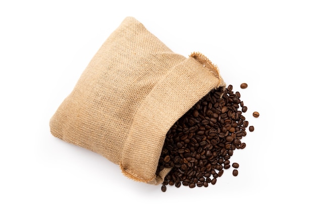 Coffee bag isolated on white background top view