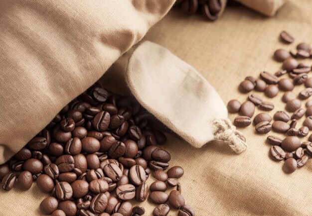 Photo coffee bean canvas pouch open