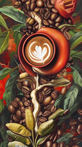 생성 AI에 의한 커피 콩 커피 음료 배경 JPG, AI 생성