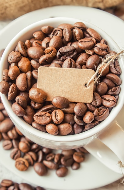 Coffee bean. a Cup of coffee. selective focus.