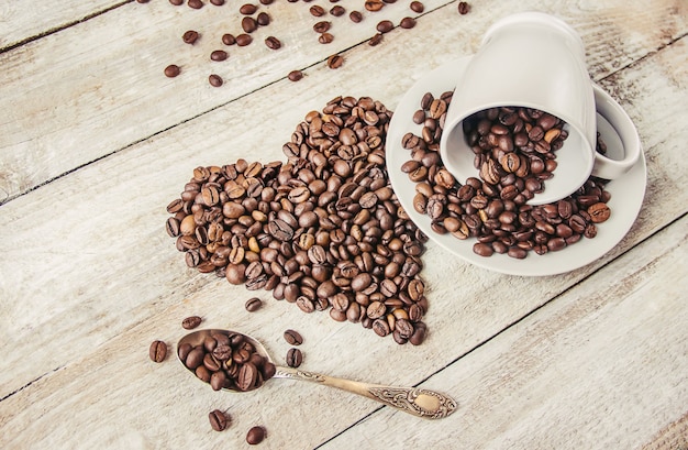 Coffee bean. a Cup of coffee. selective focus.