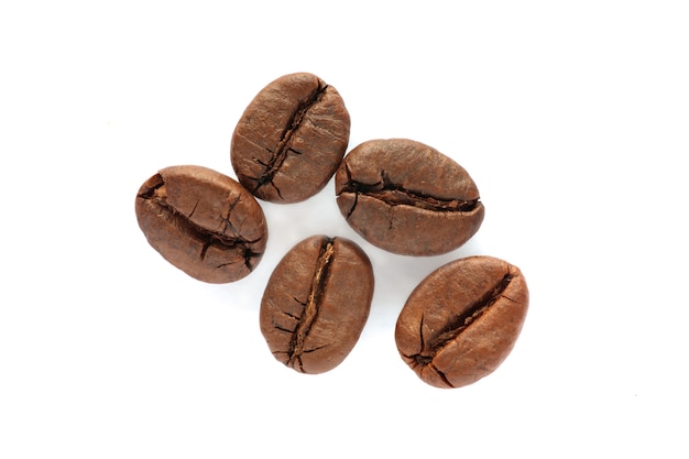 Coffee bean cut out isolated on white background.