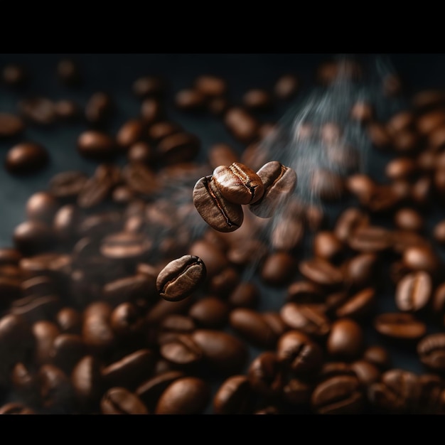 A coffee bean is falling from a coffee bean.
