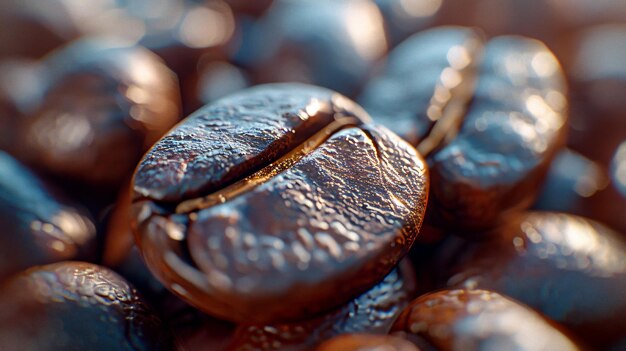 Photo coffee bean in macro shot