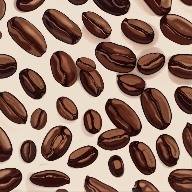 Фото Кофейное зерно узор эскиз иллюстрации фона