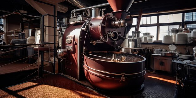 Photo coffee bean roaster machine