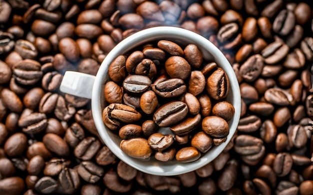 coffee bean seed in a cup background