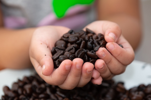 Coffee bean on the table straight from the farm beautiful and smelling