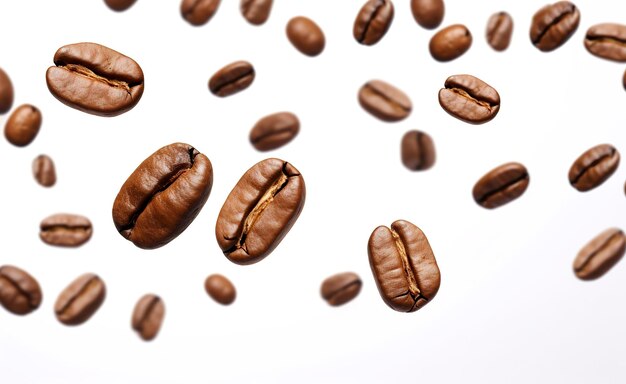 Coffee Bean vliegen op witte achtergrond 3d illustratie Generatieve AI