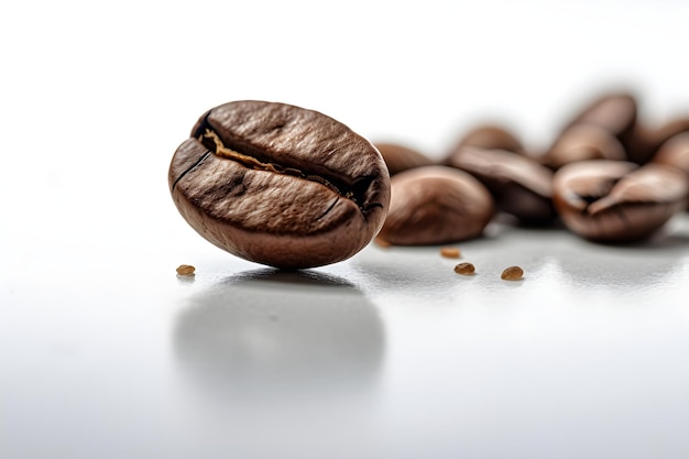 白い表面に「コーヒー」という文字が描かれたコーヒー豆。