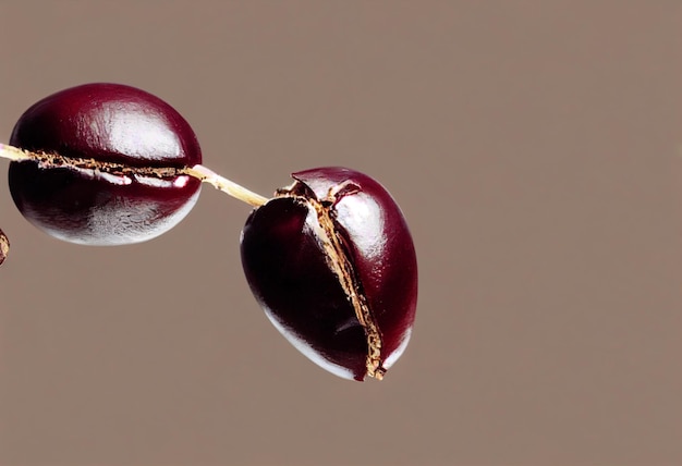 A coffee bean with a brown background